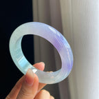 冰种春带彩翡翠平安镯（56.6mm)（yc322747）