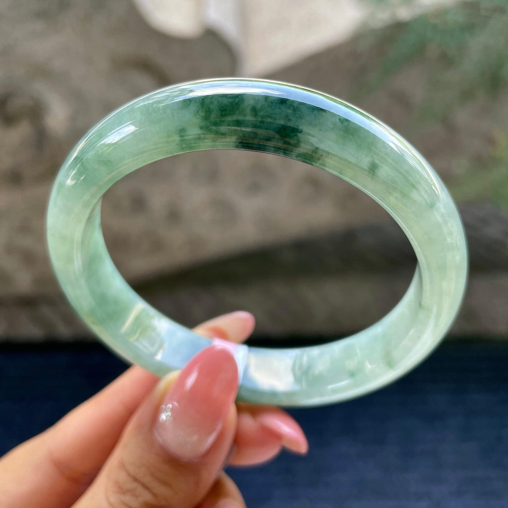 细糯种飘花正圈平安镯570.2圈      天然缅甸A货翡翠（yc426020）