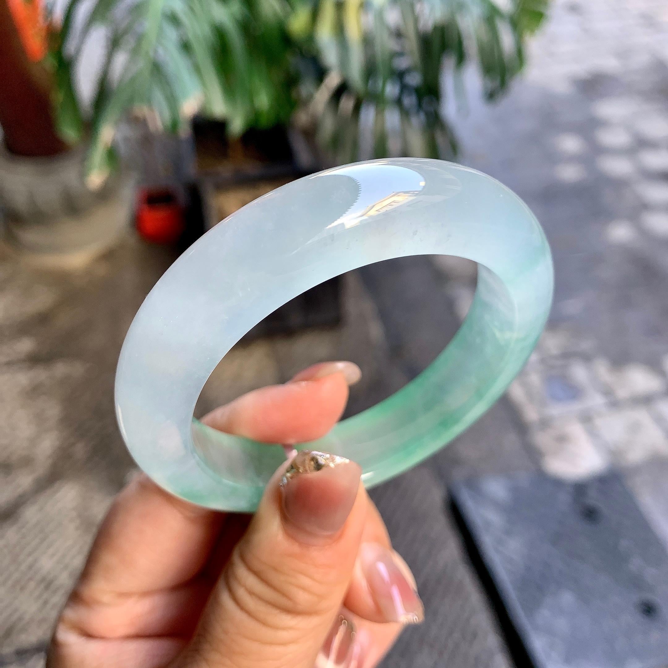 冰种晴水飘花平安镯（54.2mm）（yc292656）