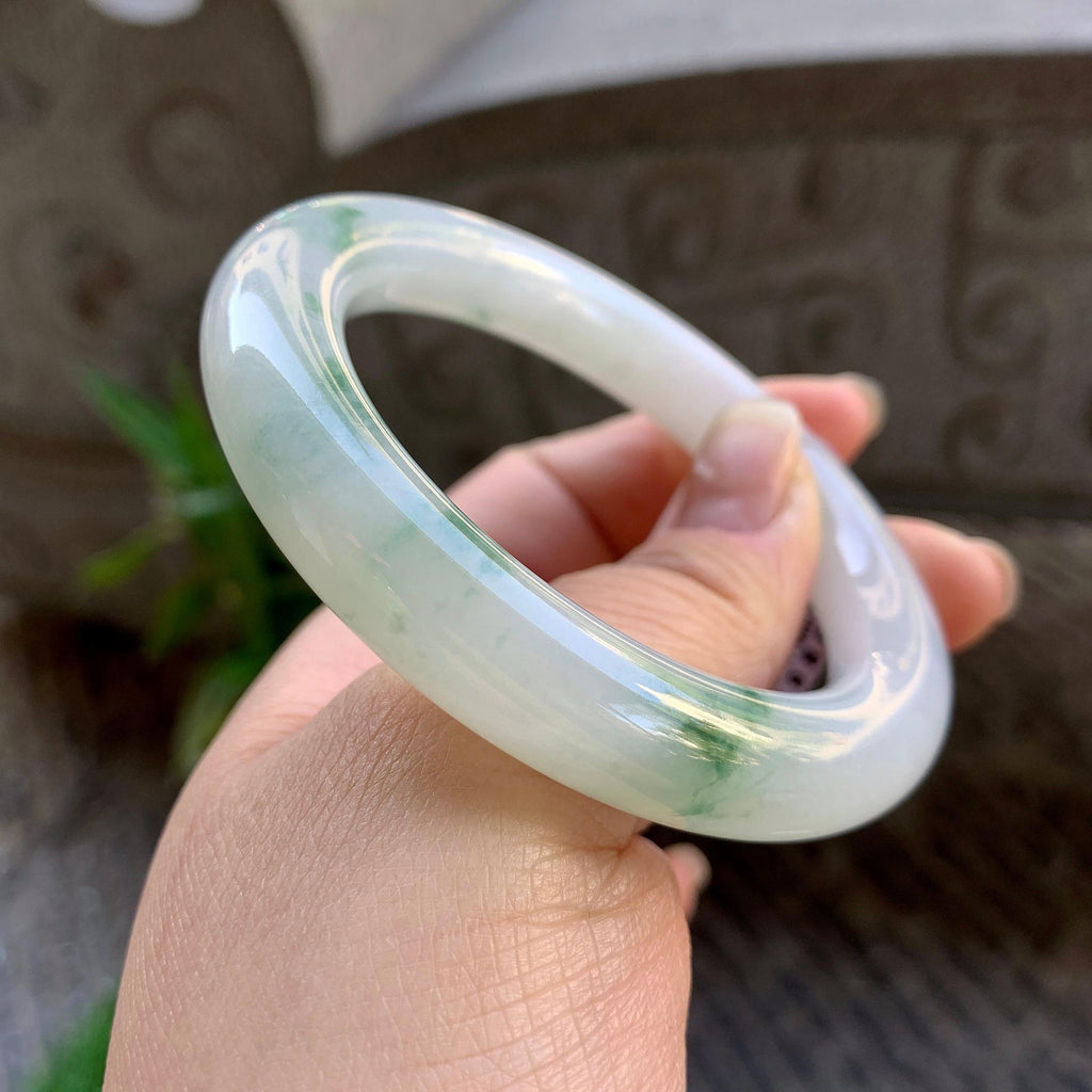 糯冰种飘花圆条手镯（54.6mm）（yc307303）