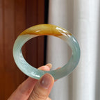 冰种蓝底黄翡翡翠平安镯（57mm）（yc412132）