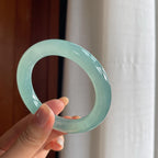 冰种蓝晴底翡翠圆条手镯(54mm)（yc415367）