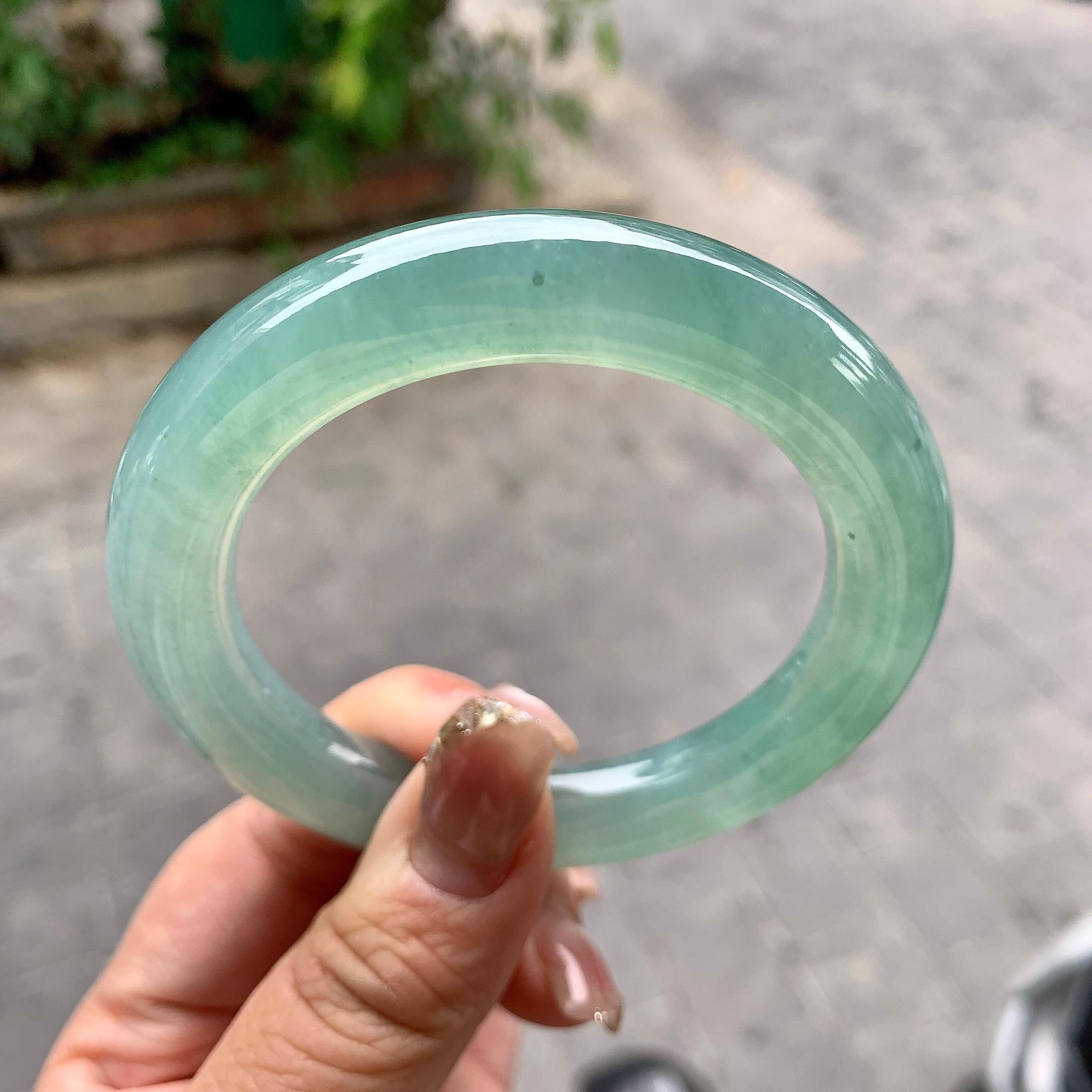 糯冰种晴水圆条手镯（56.4mm）（yc297183）