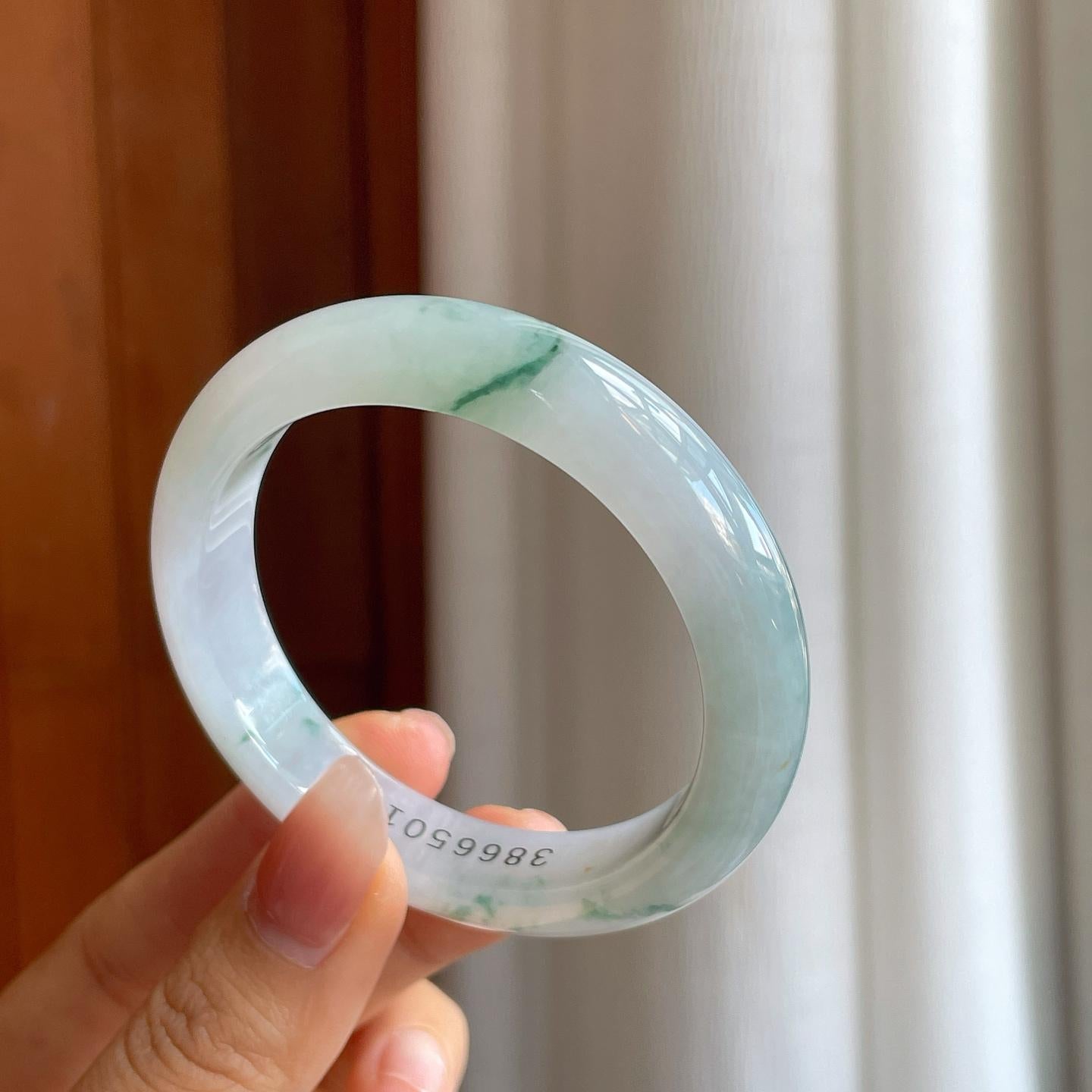 糯冰飘花翡翠平安镯（52.8mm）（yc312937）