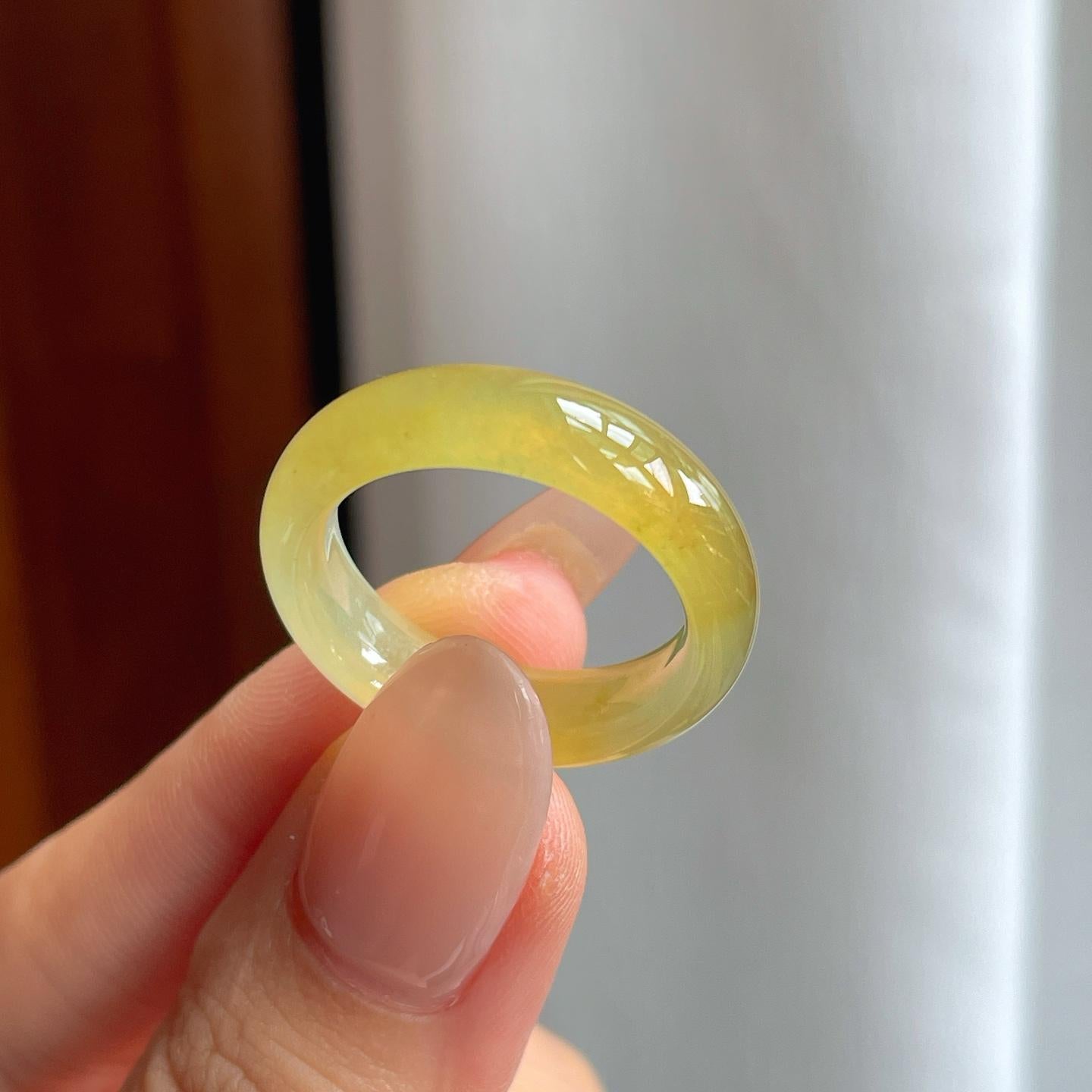 糯冰黄翡翡翠戒圈（yc246169）