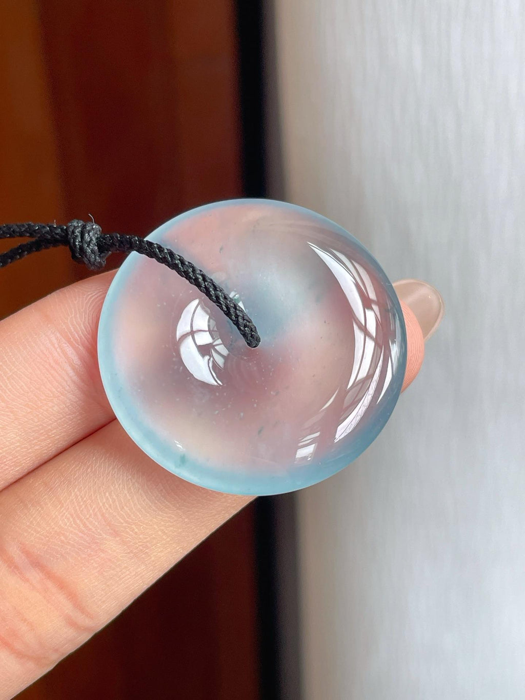 冰种蓝底飘花翡翠平安扣（yc238168）