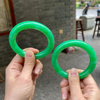 细糯种满绿圆条手镯一对（57mm）（yc311881）