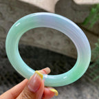大圈口     细糯种春彩圆条手镯58.2圈      天然缅甸A货翡翠（yc392738）