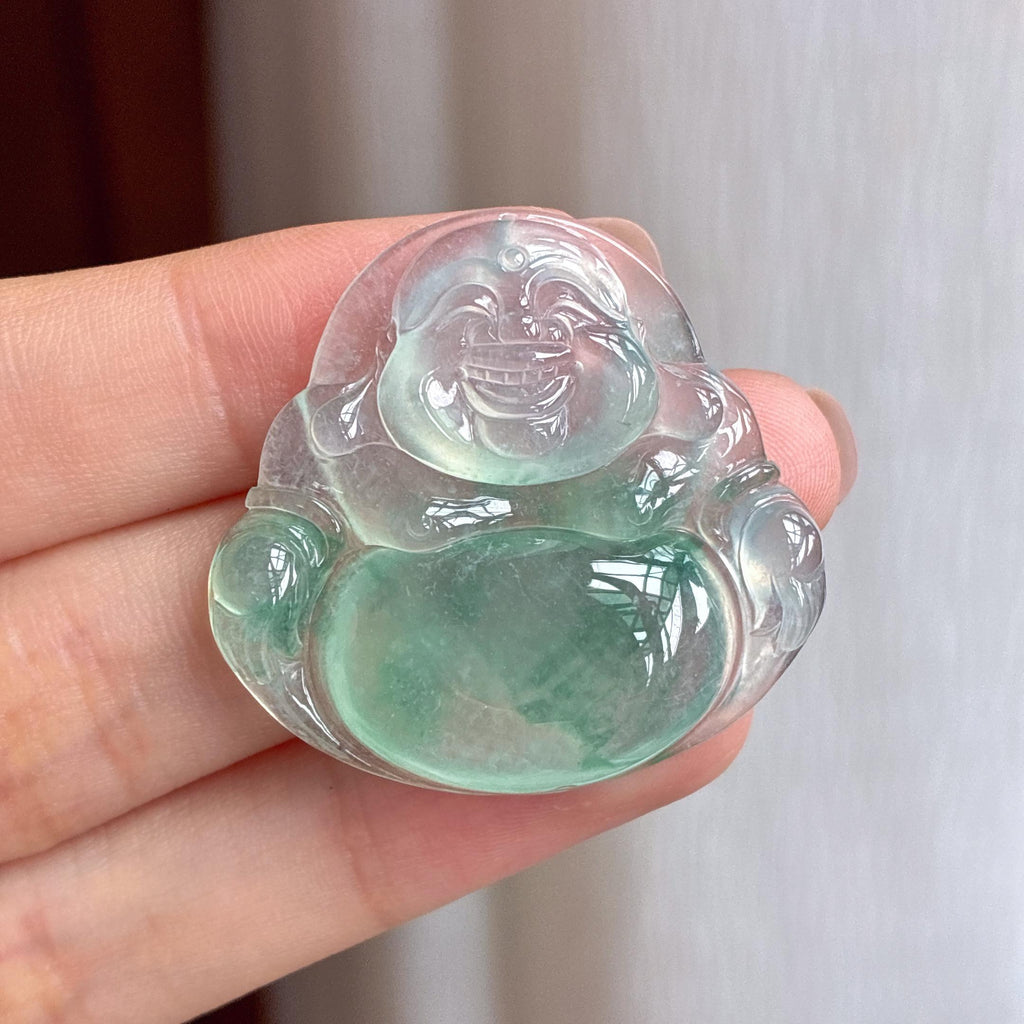 冰种飘花翡翠佛公（yc429072）