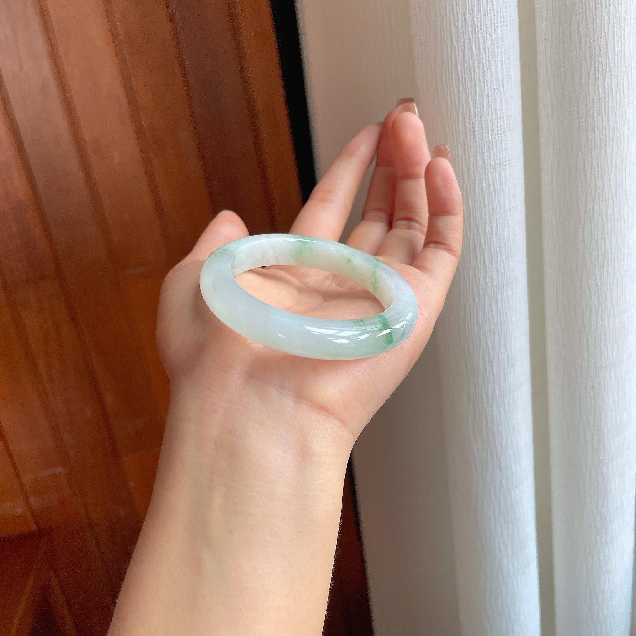 糯冰飘花翡翠平安镯（50.8mm）（yc366989）