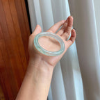 冰种飘花翡翠圆条手镯（52mm）（yc284624）