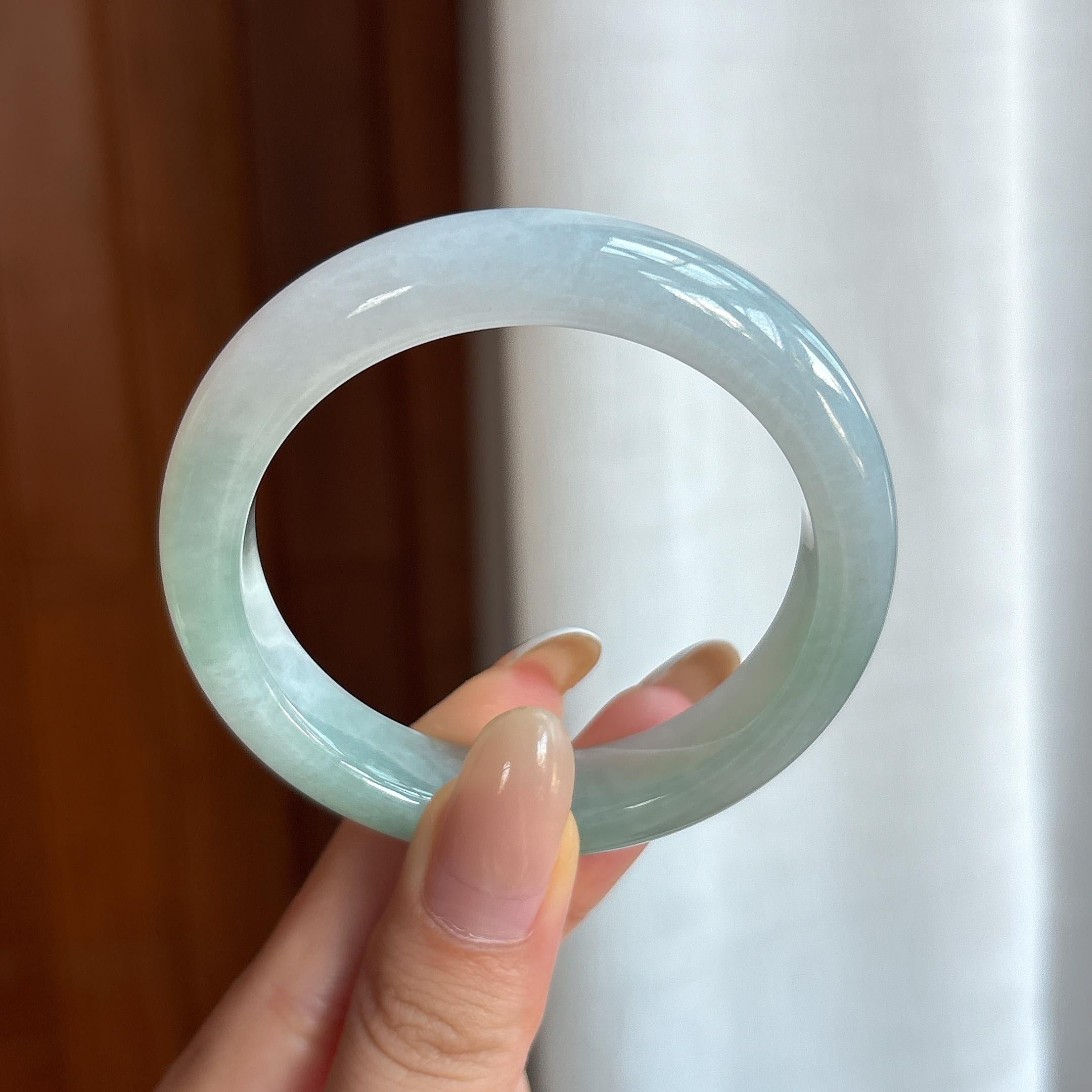 糯冰半山半水翡翠平安镯（51.2mm)（yc424222）