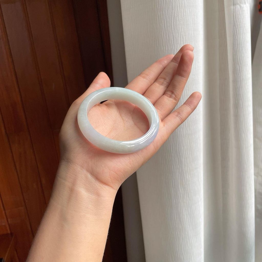 糯冰淡春彩翡翠平安镯（56.5mm）（yc377383）