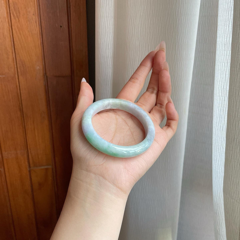 细糯冰飘花翡翠平安镯（54mm）（yc282590）