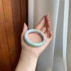 细糯冰飘花翡翠平安镯（54mm）（yc282590）