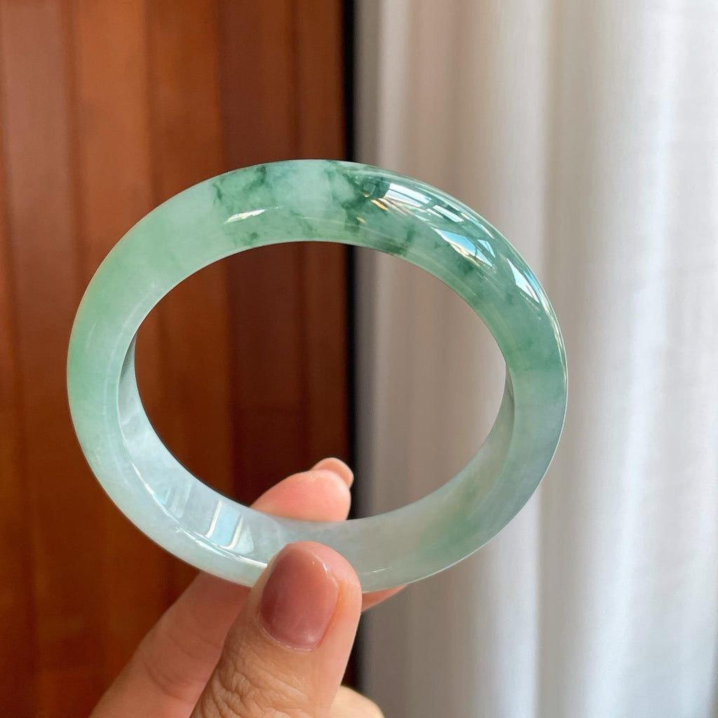 糯冰飘花翡翠平安镯（57.6mm）（yc278732）