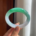 糯冰紫底带色翡翠平安镯(57mm)（yc423139）