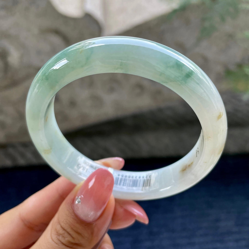 细糯种飘花飘黄翡正圈平安镯55.6圈      天然缅甸A货翡翠（yc424807）