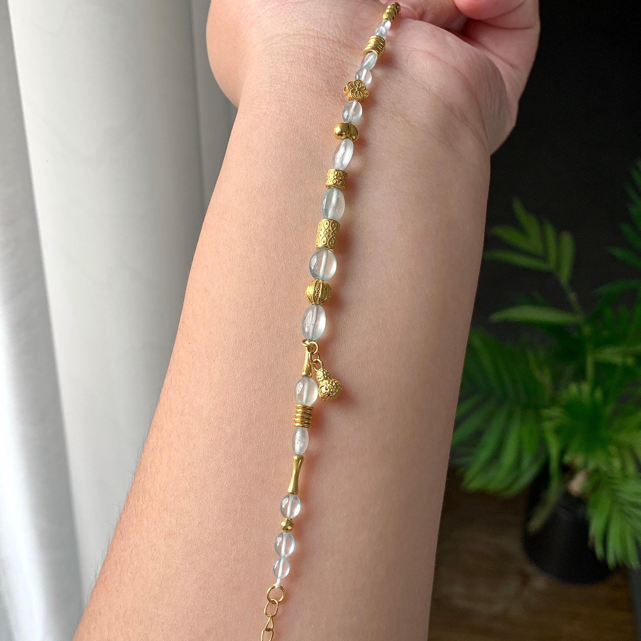 18K金钻镶冰种无色随型珠子手链（yc225055）