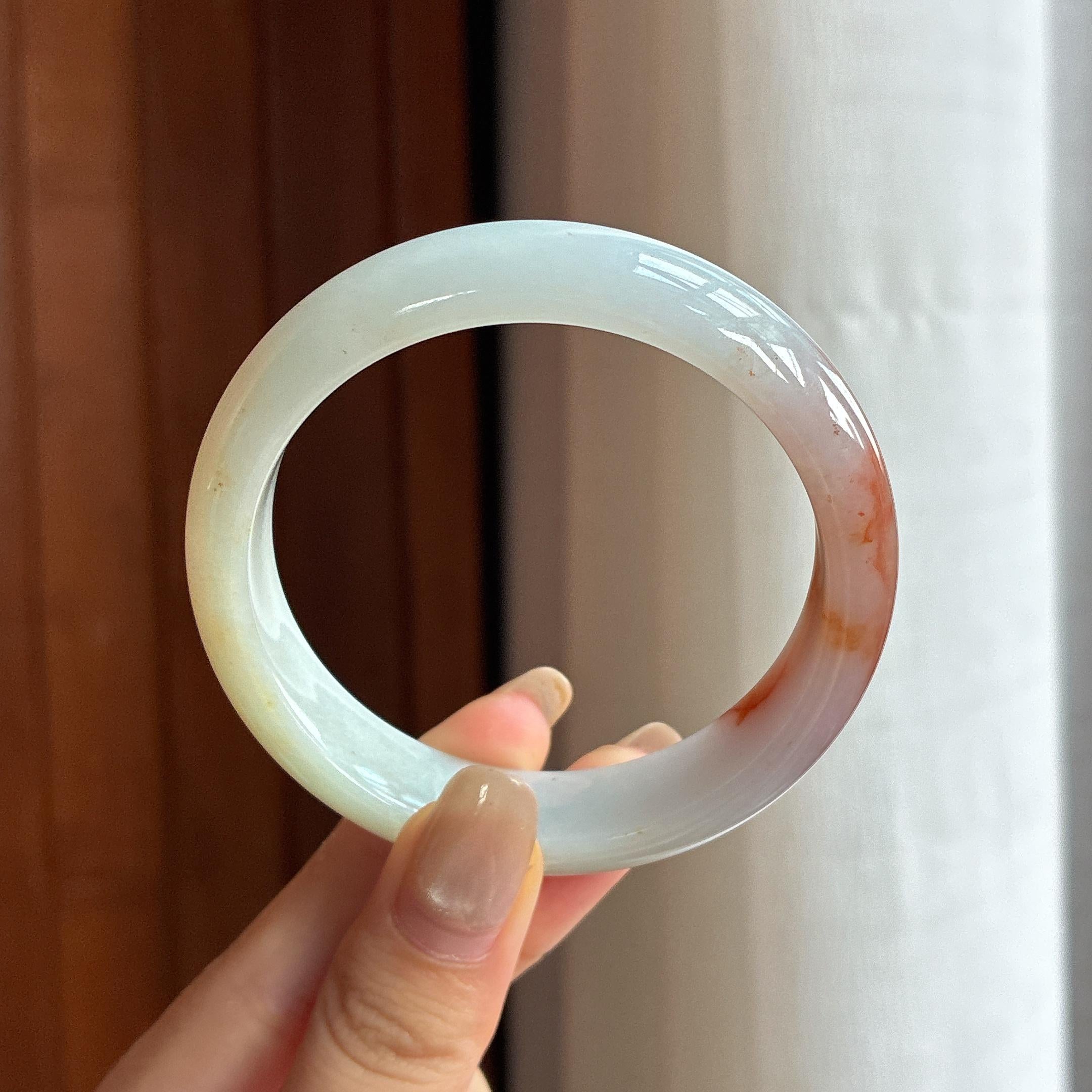 细糯种红翡正圈平安镯 55圈 天然缅甸A货翡翠（yc455132）