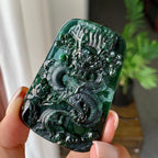 细糯种墨翠龙牌挂件（yc215128）