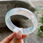 糯冰种飘花宽版轮胎手镯（58.7mm）（yc202334）