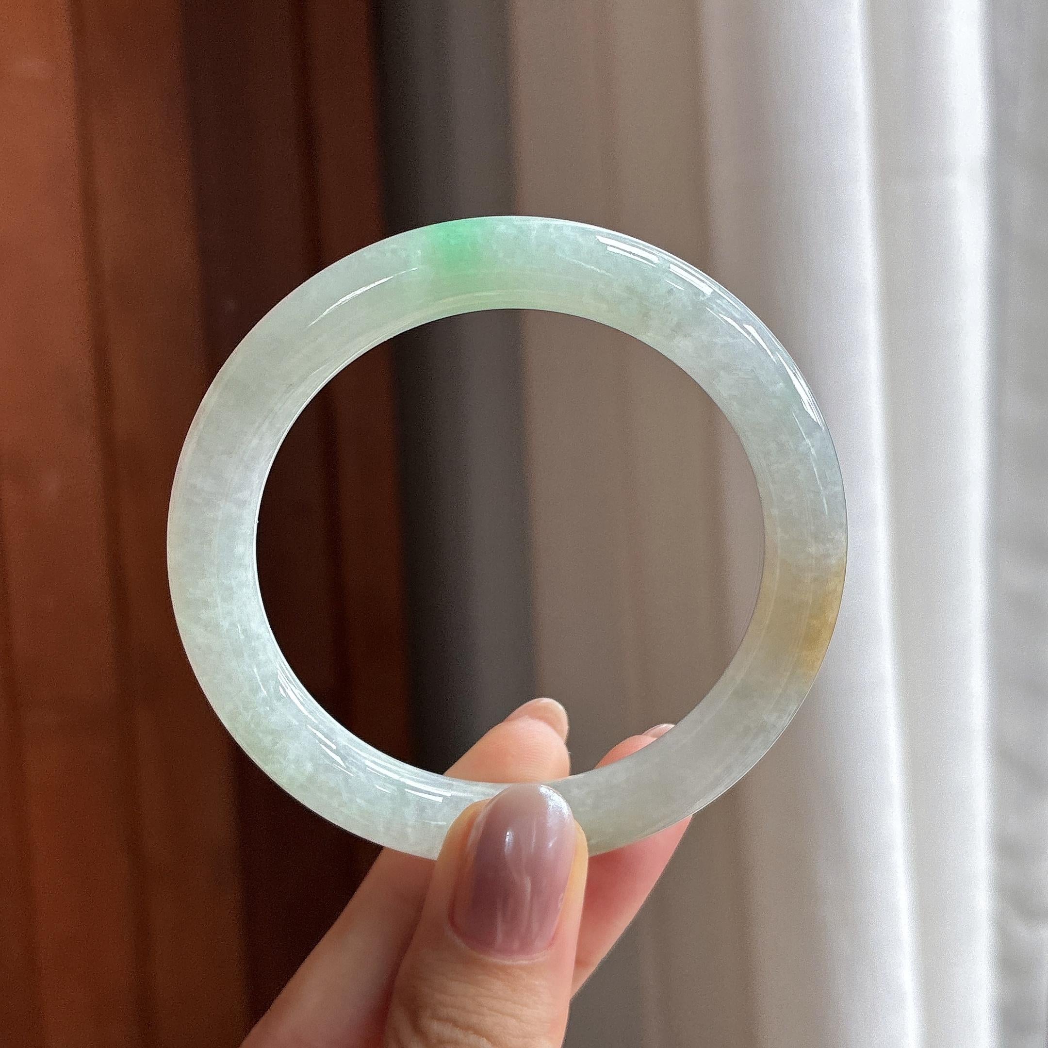 细糯种黄翡特色圆条手镯 52圈 天然缅甸Ａ货翡翠（yc487648）