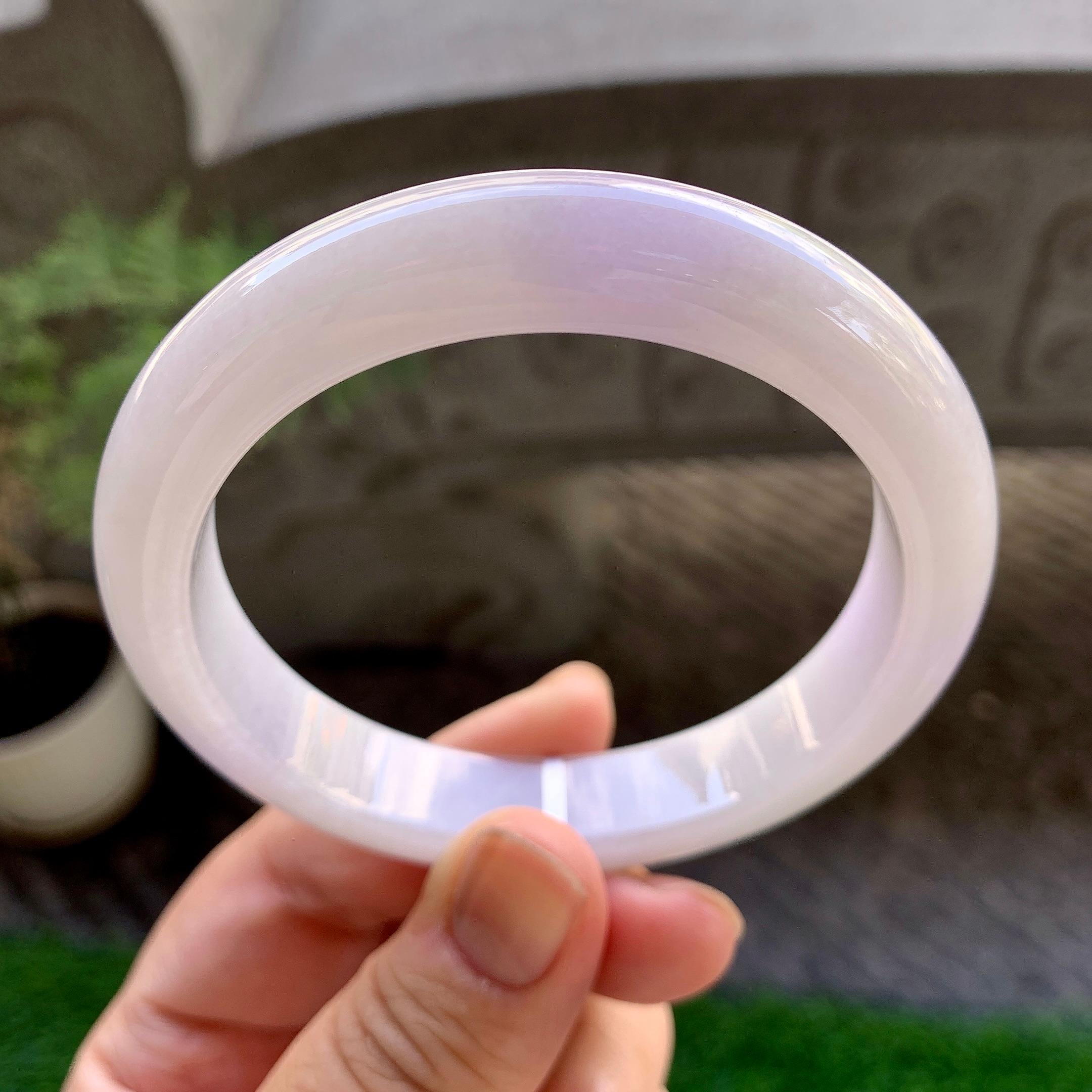细糯种淡紫罗兰平安镯（58.4mm）（yc229799）