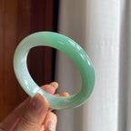 糯冰带色翡翠平安镯(55mm)（yc423151）