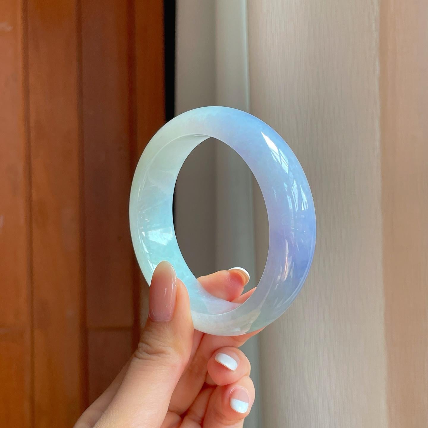 糯冰紫罗兰宽版翡翠平安镯（57.4mm)（yc374846）