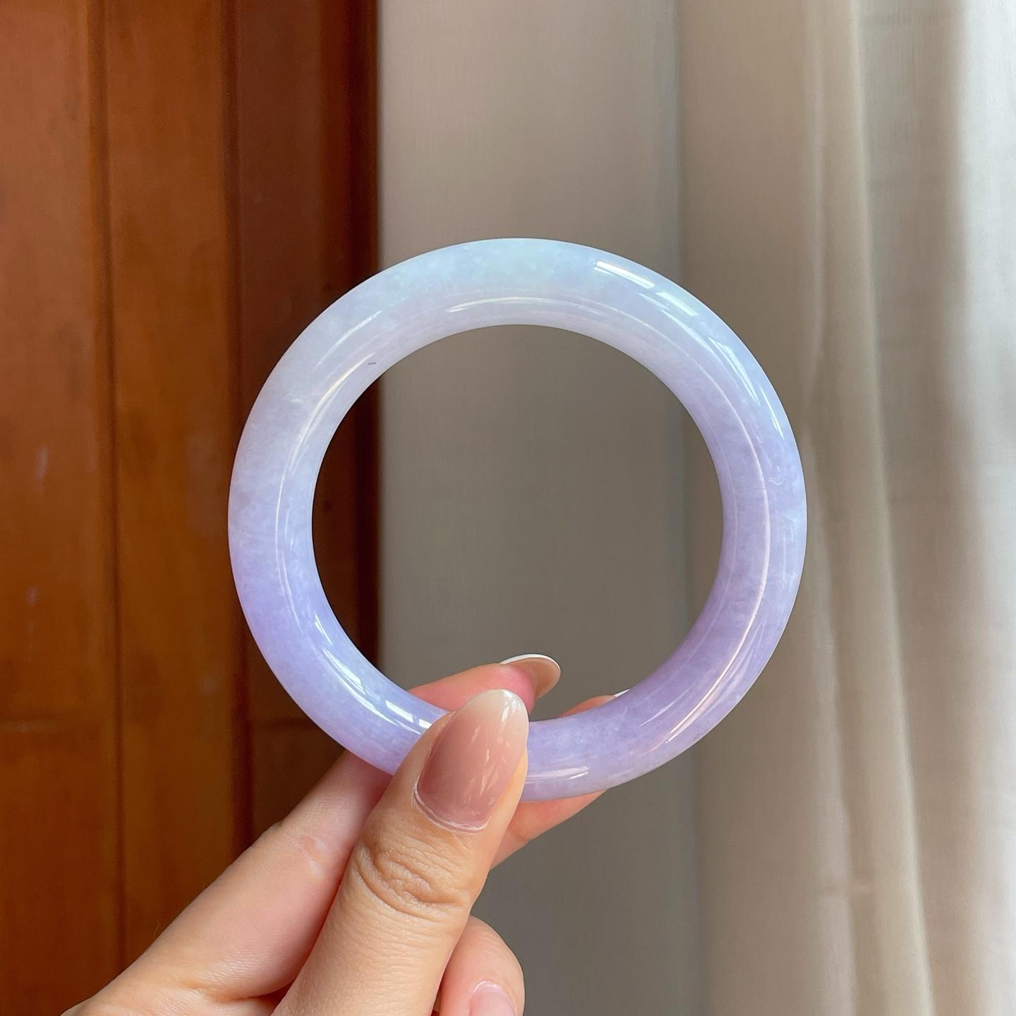 糯冰紫罗兰翡翠圆条手镯（57.7mm)（yc374711）