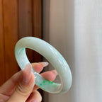 细糯种飘花翡翠平安镯（55mm）（yc272878）