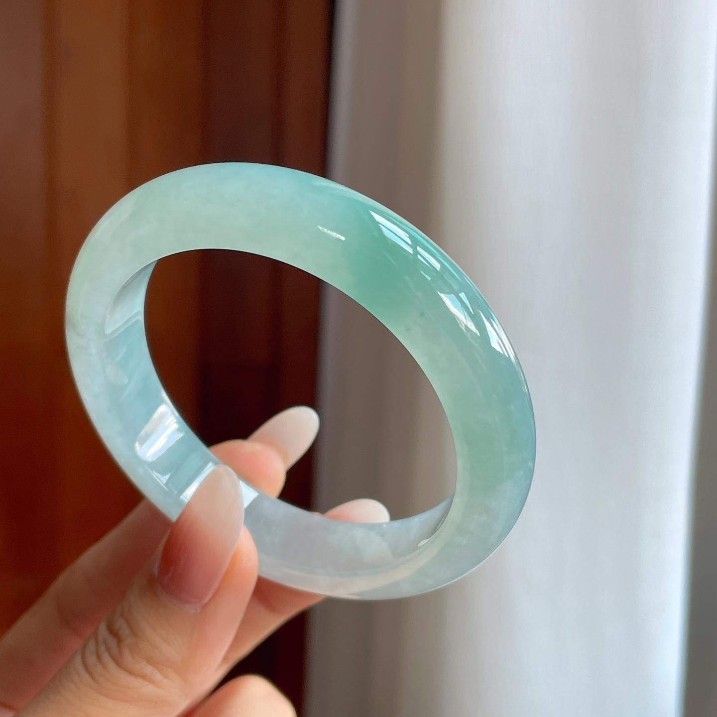 冰种飘花翡翠平安镯（55.8mm）（yc269020）