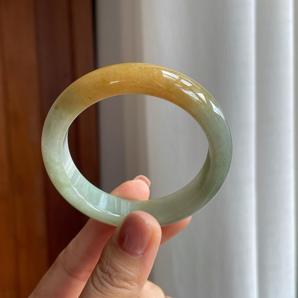 糯冰黄翡翡翠平安镯（51.6mm）（yc277386）