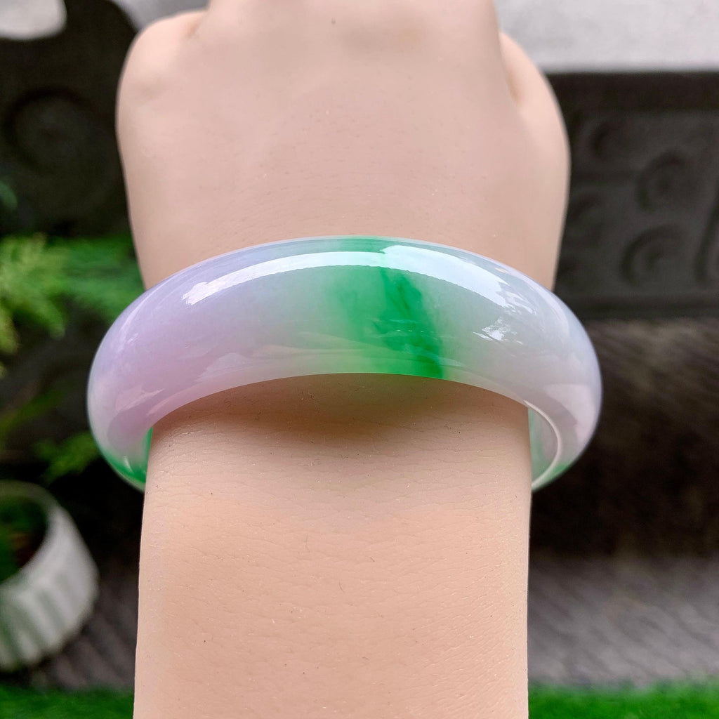 糯冰种春彩宽版轮胎手镯（58.5mm）（yc253001）