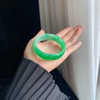 冰种宽版满绿翡翠平安镯（58.8mm）（yc389522）