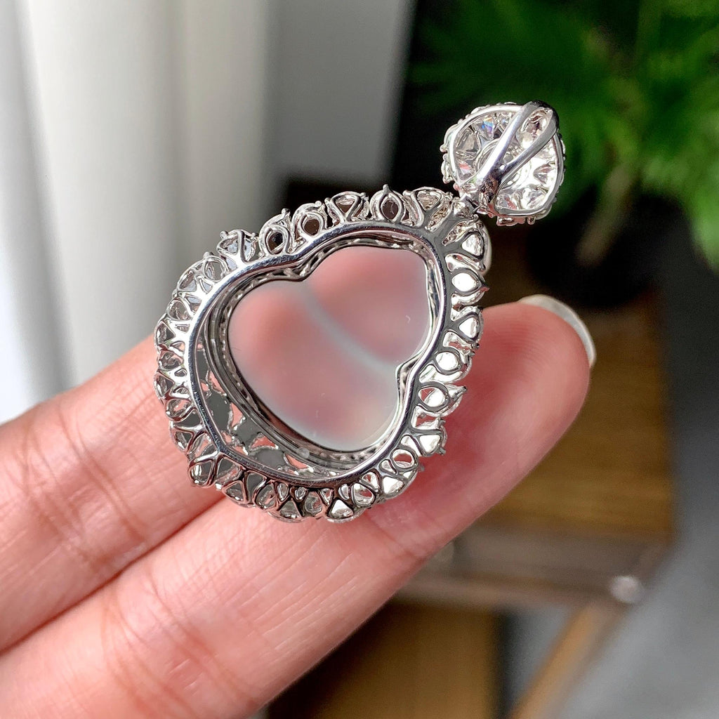 18K金钻镶冰种无色葫芦吊坠（yc255603）