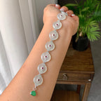 18K金钻镶糯冰种无色平安扣手链（yc246598）