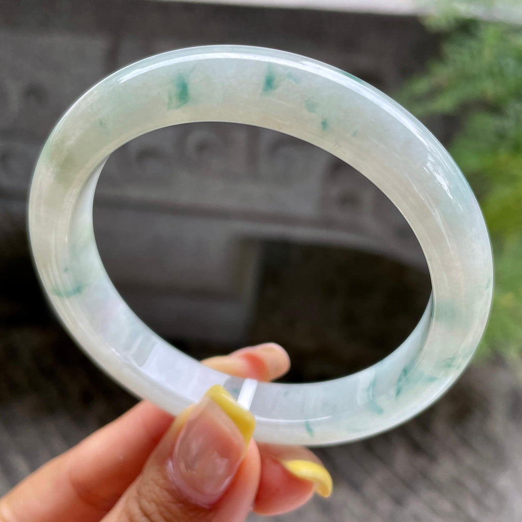 细糯种飘花正圈平安镯55.8圈        天然缅甸A货翡翠（yc389220）