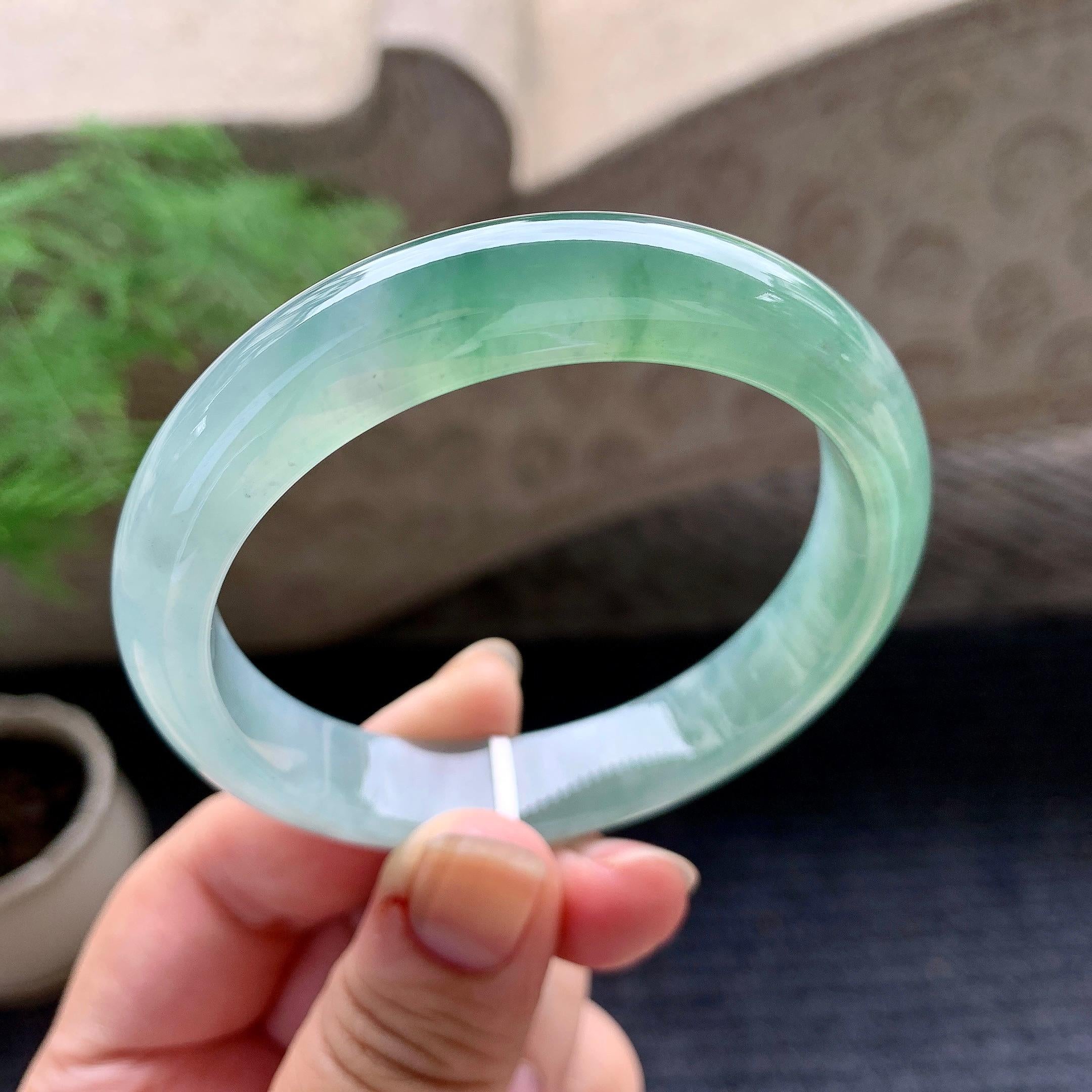 糯冰种飘花平安镯（57.2mm）（yc196519）