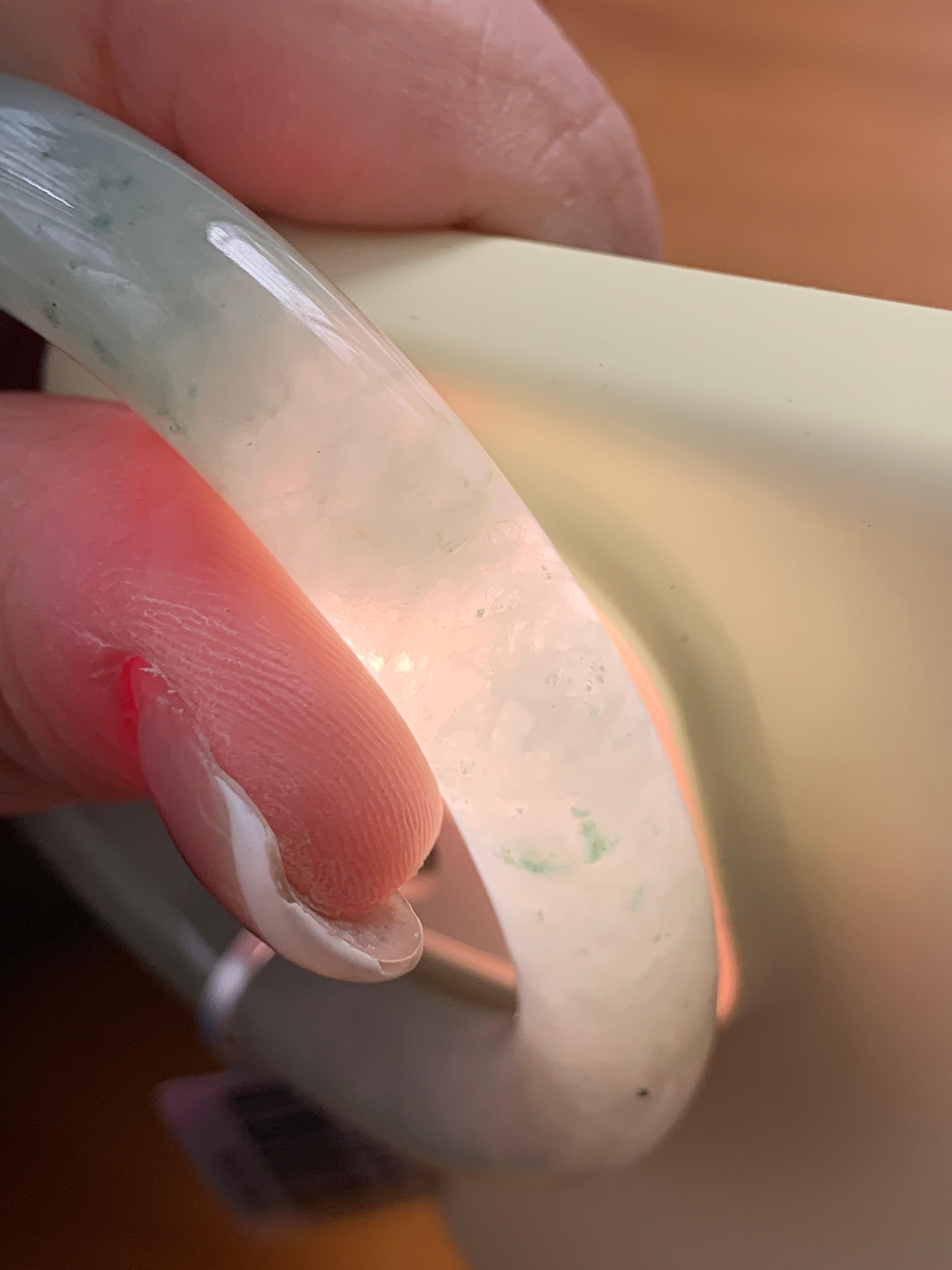 细糯种晴底飘蓝花圆条手镯 56.6圈口 天然缅甸A货翡翠（yc381956）