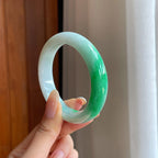 糯冰带色翡翠平安镯（55.3mm)（yc413693）