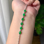 18K金钻镶糯冰种满绿蛋面手链（yc207282）