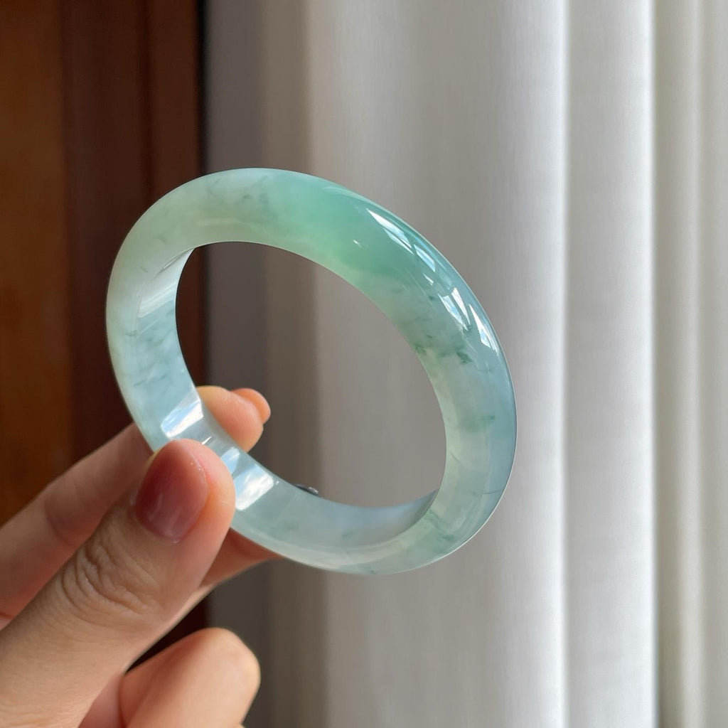冰种飘花翡翠平安镯（52.5mm）（yc277382）