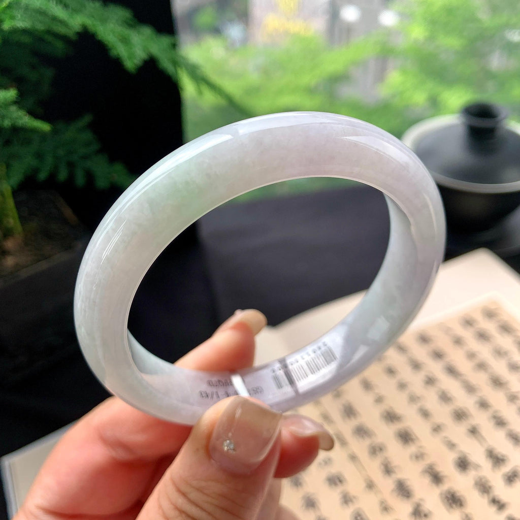 细糯种淡春彩正圈平安镯 57.8圈口 天然缅甸A货翡翠（yc473080）