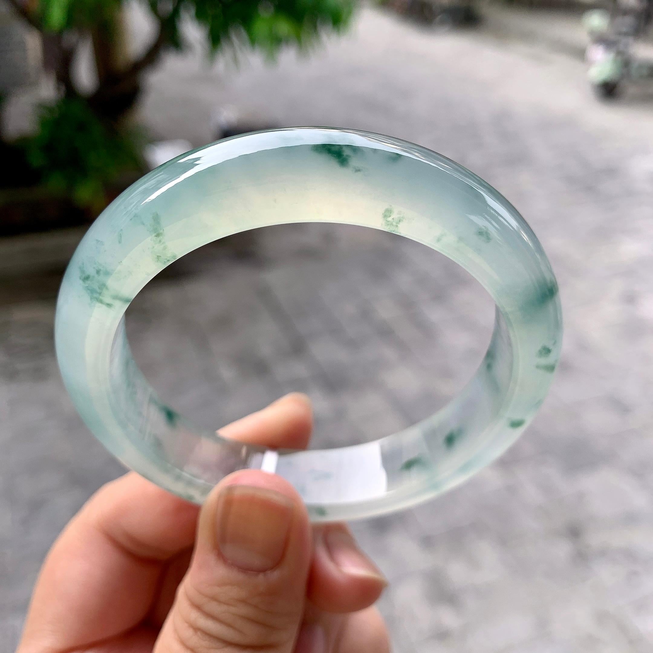 冰种飘花平安镯（56.7mm）（yc233908）
