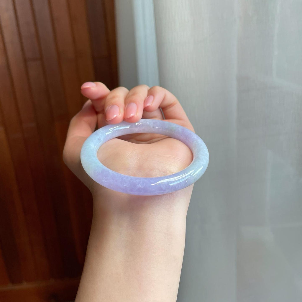 糯冰紫罗兰翡翠圆条手镯（52mm)（yc320885）