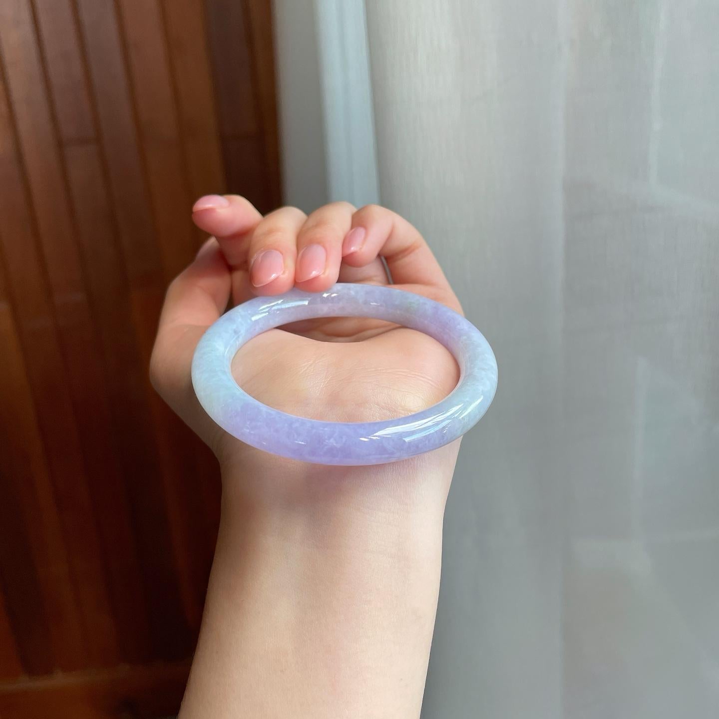 糯冰紫罗兰翡翠圆条手镯（52mm)（yc320885）