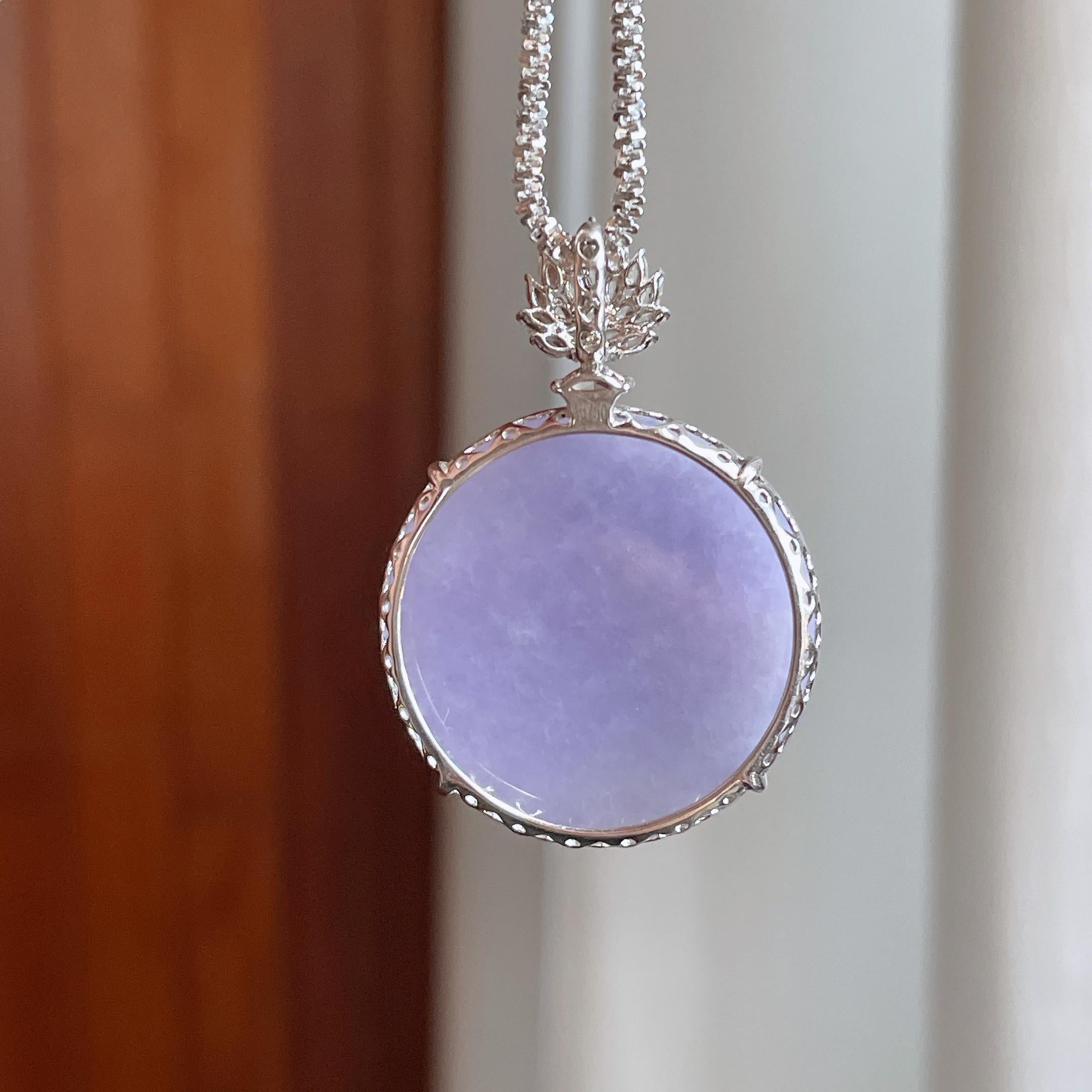 18k 金钻镶糯冰种紫罗兰翡翠无事牌（yc316087）