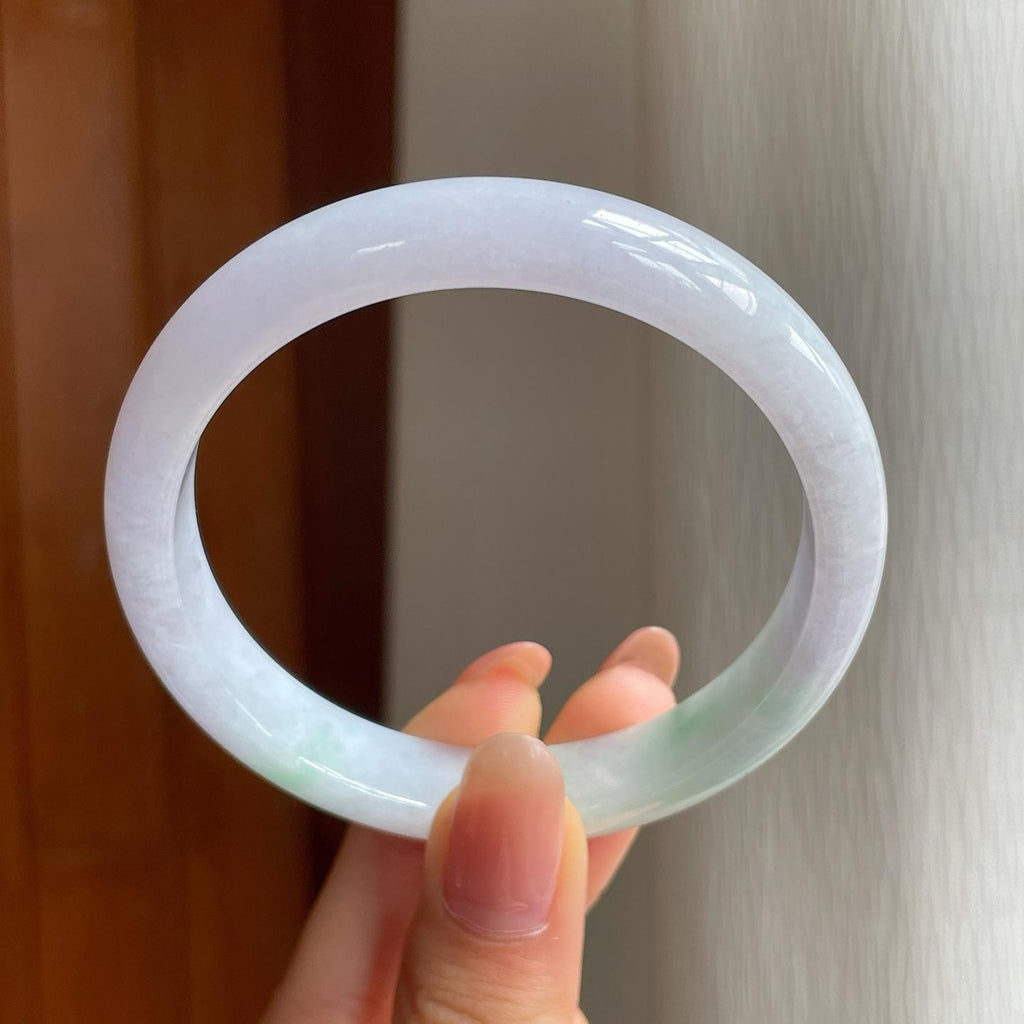 糯冰淡春底翡翠平安镯（58mm)（yc347290）